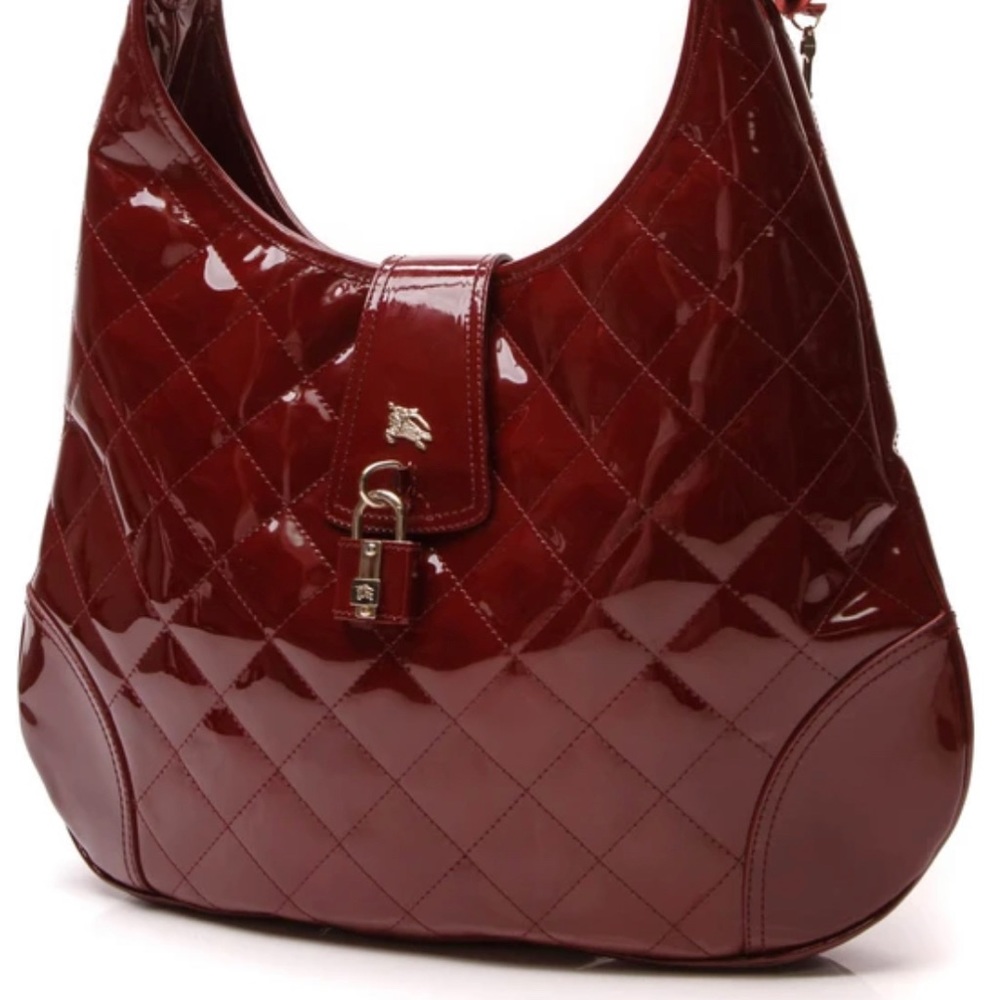 Authentic Burberry padlock patent leather hobo